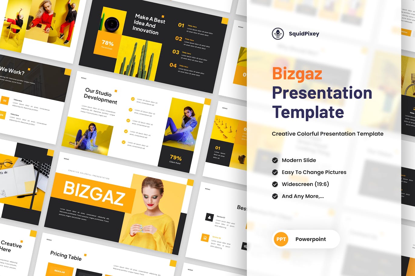 创意多彩演示文稿PPT模板 Bizgaz – Creative Colorful Powerpoint Template 幻灯图表 sucaiwan.com