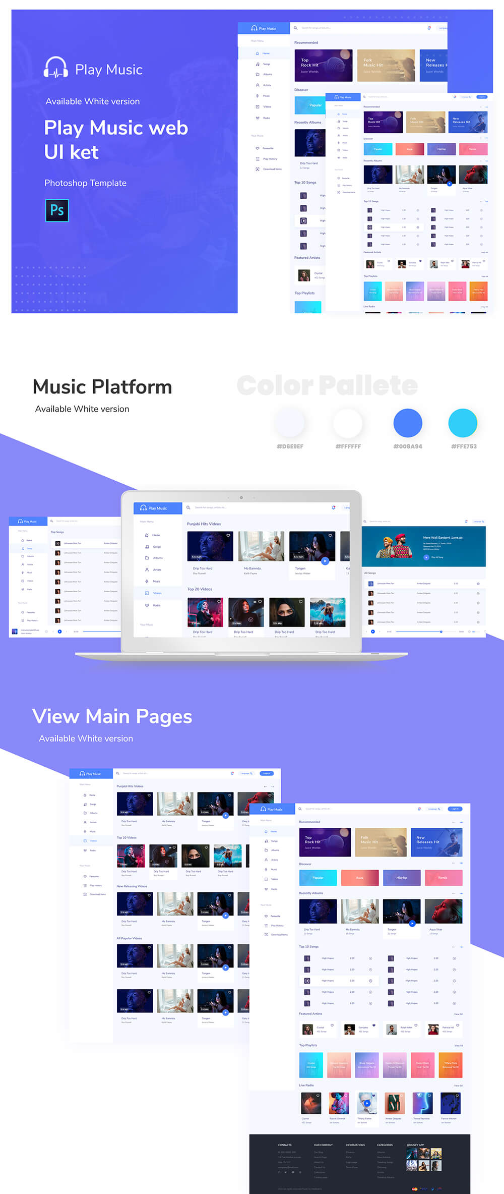 音乐播放器Web应用程序设计PSD模板 APP UI sucaiwan.com