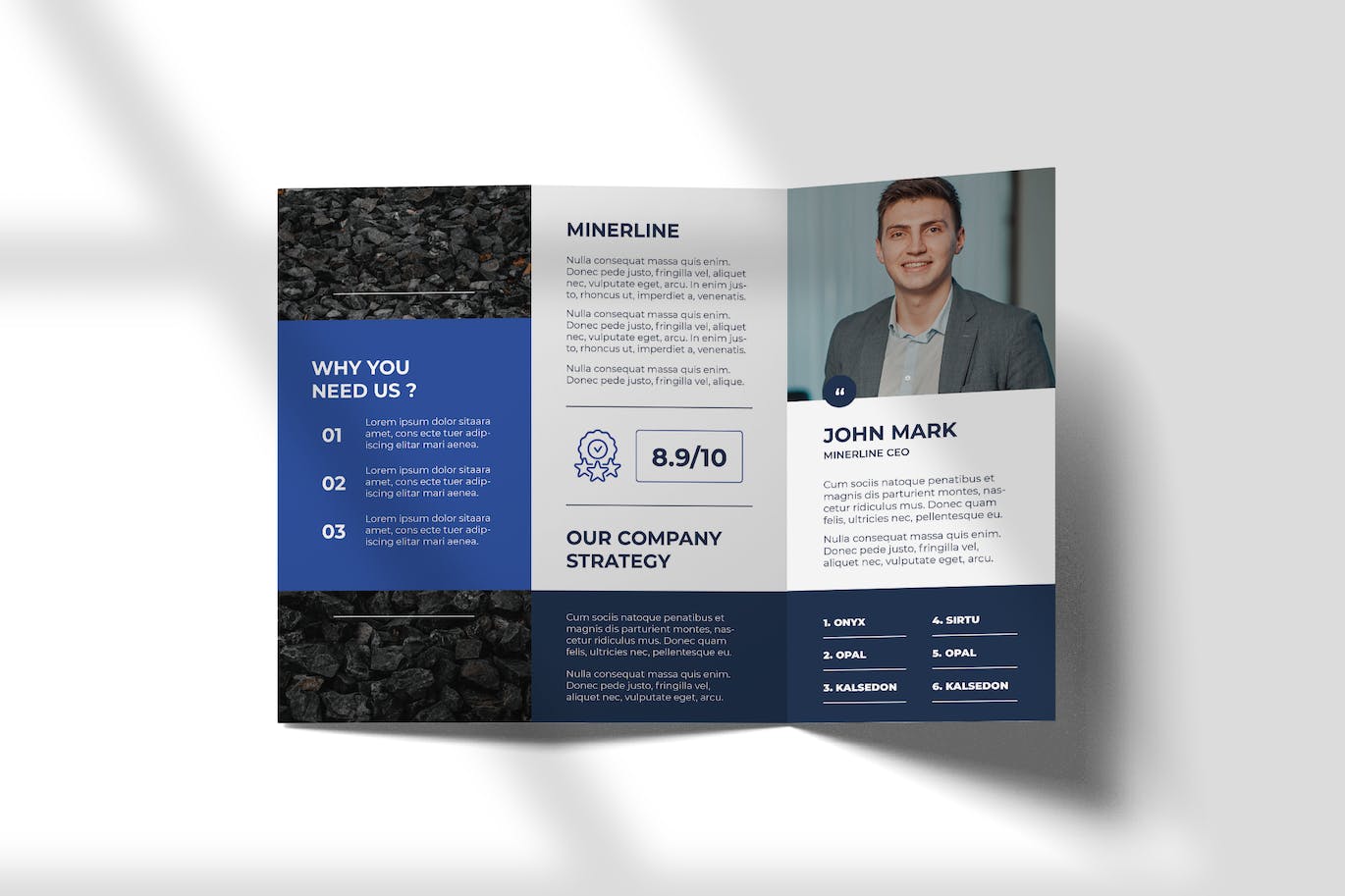 三折小册子宣传册设计模板 MINE TRIFOLD BROCHURE 样机素材 sucaiwan.com