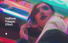 半色调多边形照片特效PS图层样式 Halftone Polygon Photo Effect