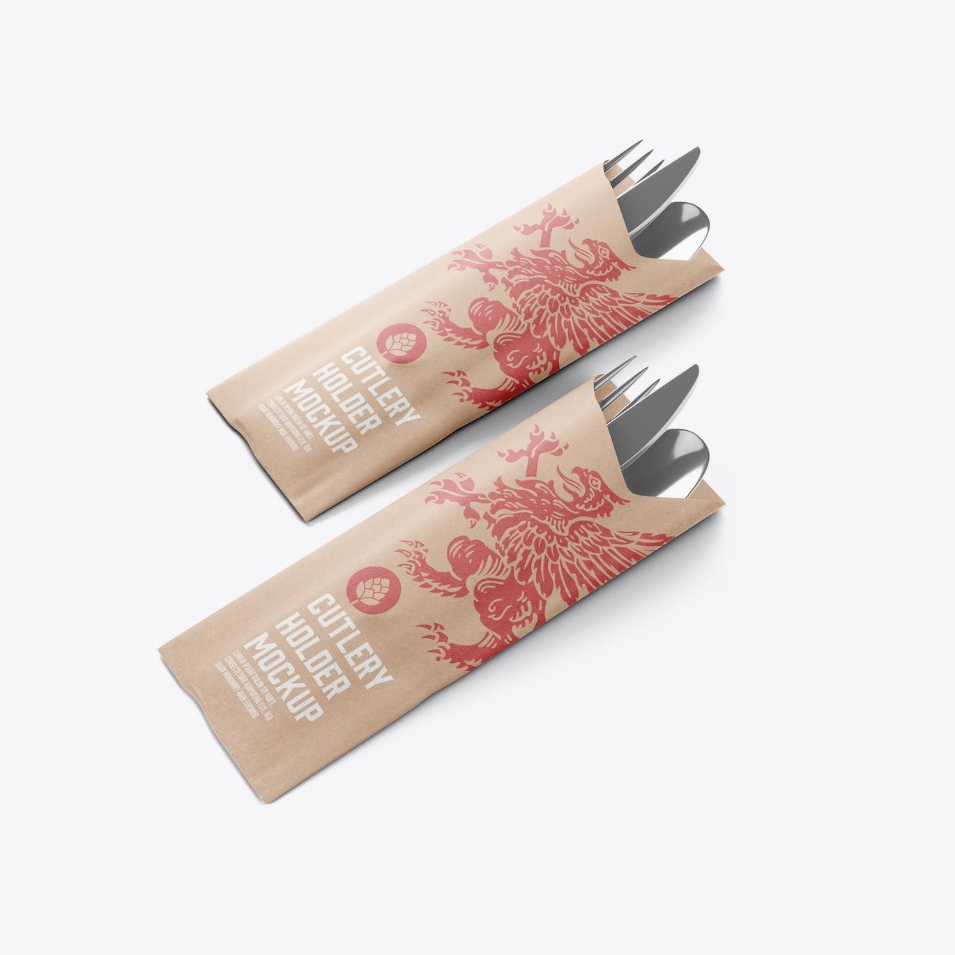 餐具套餐纸袋包装设计样机 Set Cutlery Holders Mockup 样机素材 sucaiwan.com