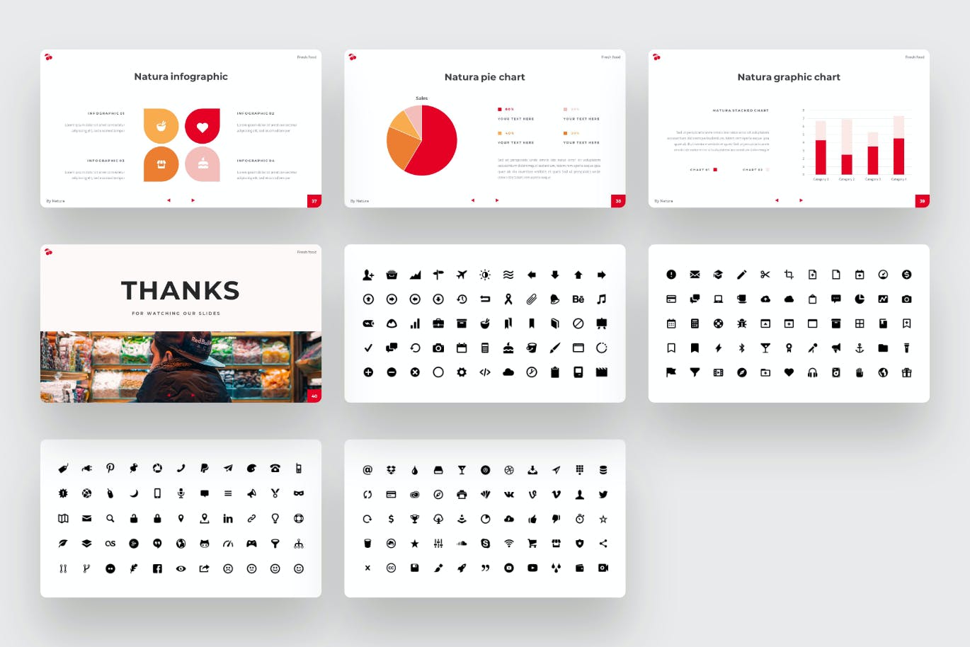 健康水果食品Powerpoint幻灯片模板 NATURA – Healthy food PowerPoint Template 幻灯图表 sucaiwan.com