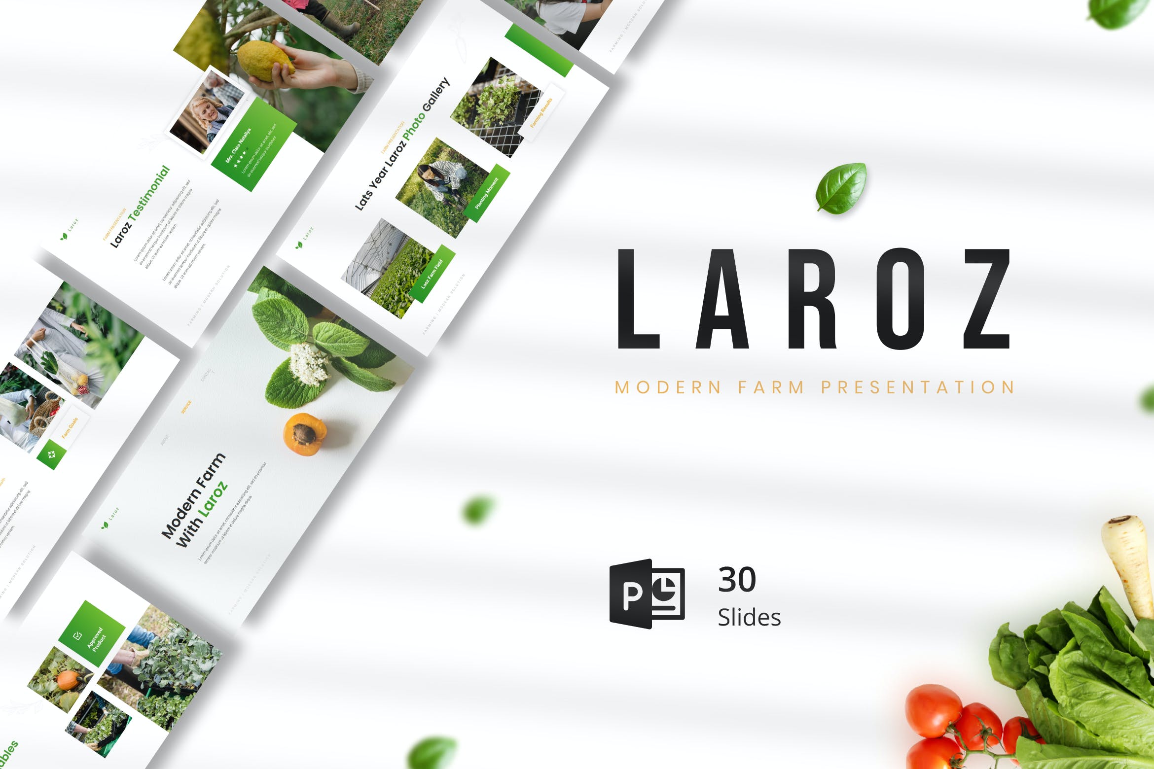 现代农场农产品PPT幻灯片模板 Laroz – Modern Farm Presentation PowerPoint 幻灯图表 sucaiwan.com