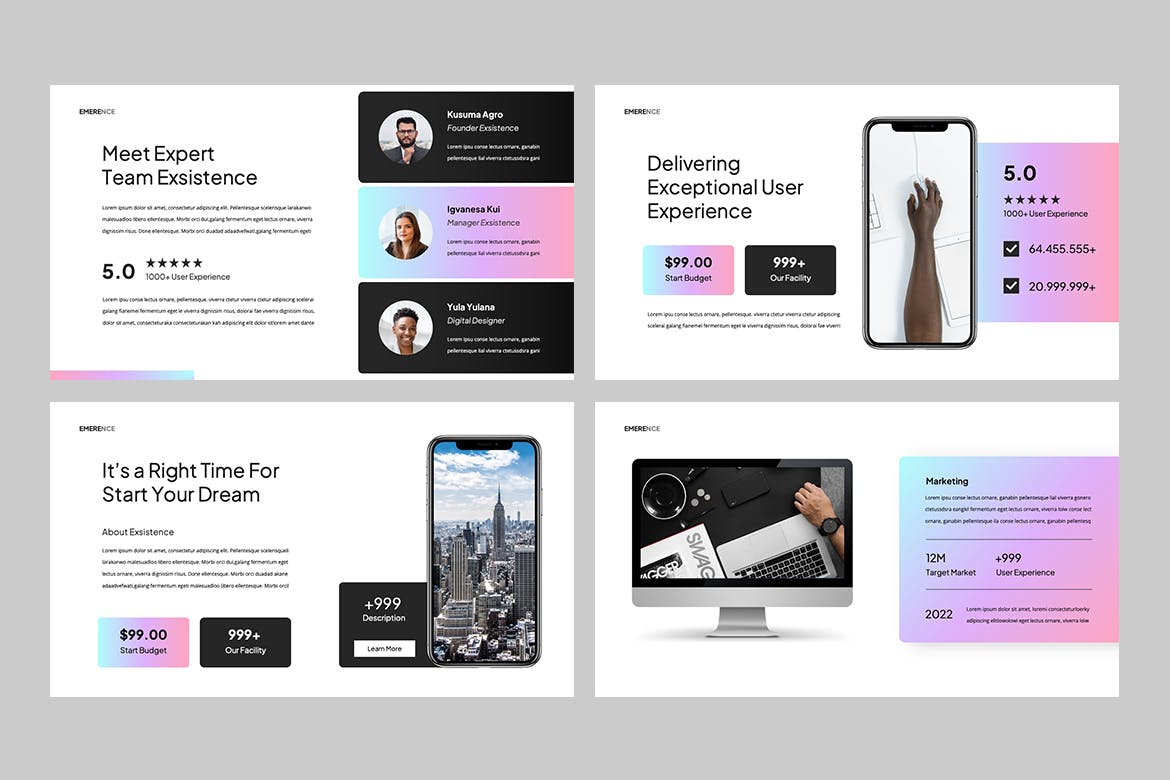 产品发布推广Powerpoint模板 EMERENCE – Business Powerpoint 幻灯图表 sucaiwan.com