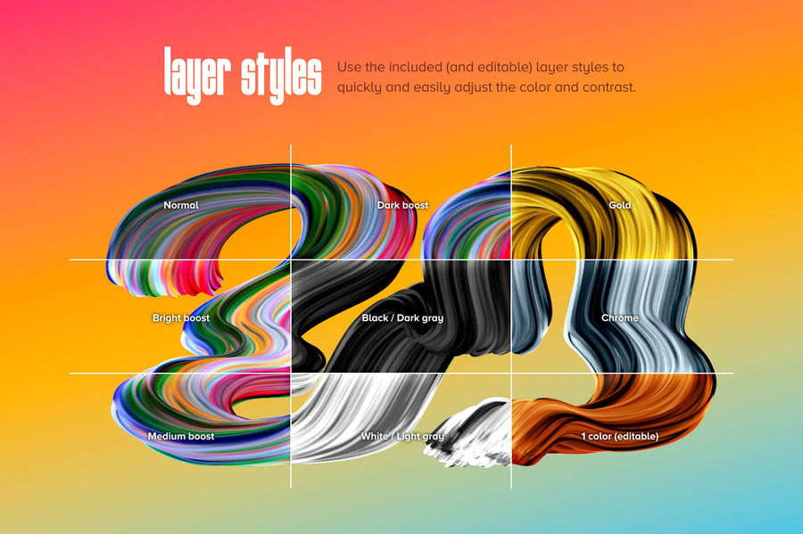 PS笔刷-3D彩色抽象PS画笔笔刷素材 笔刷资源 sucaiwan.com