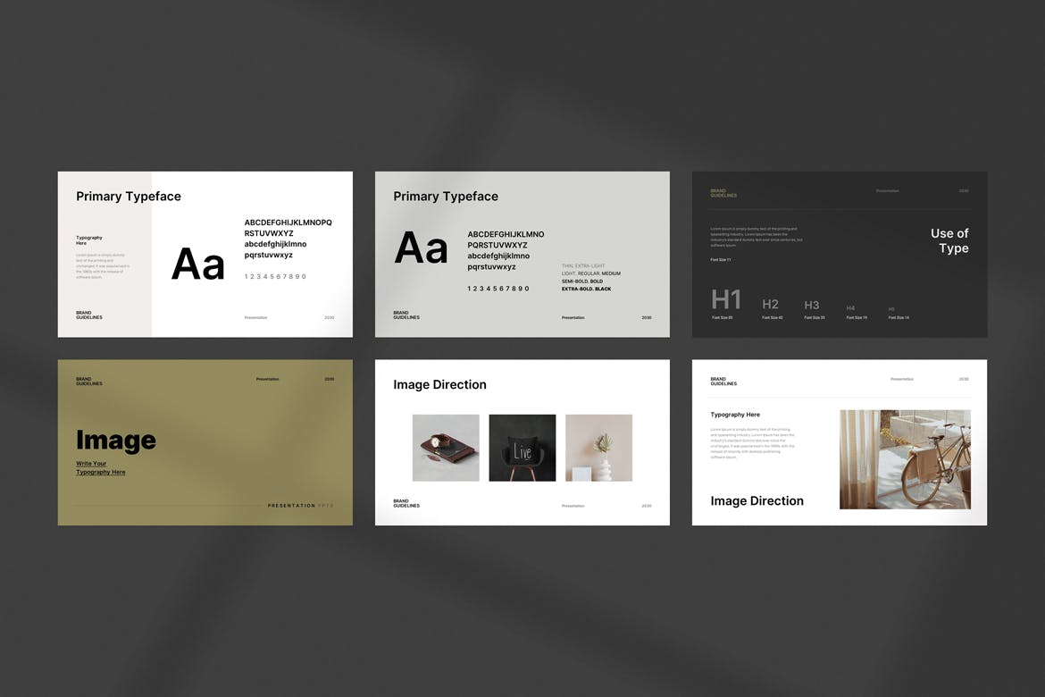 极简设计/品牌指南PPT素材 Brand Guideline PowerPoint Template 幻灯图表 sucaiwan.com