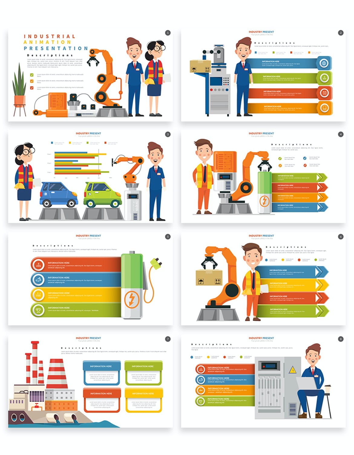 工业动画信息图表PPT设计模板 Industrial Powerpoint Templates 幻灯图表 sucaiwan.com