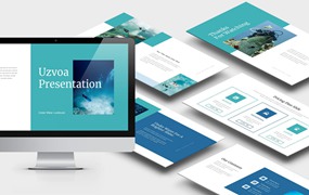 潜水运动演示PPT模板 Uzvoa : Underwater Lookbook Powerpoint Template