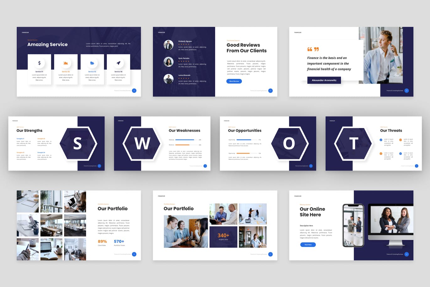 金融与咨询业务PPT幻灯片设计模板 Financeur – Finance & Consulting Powerpoint 幻灯图表 sucaiwan.com