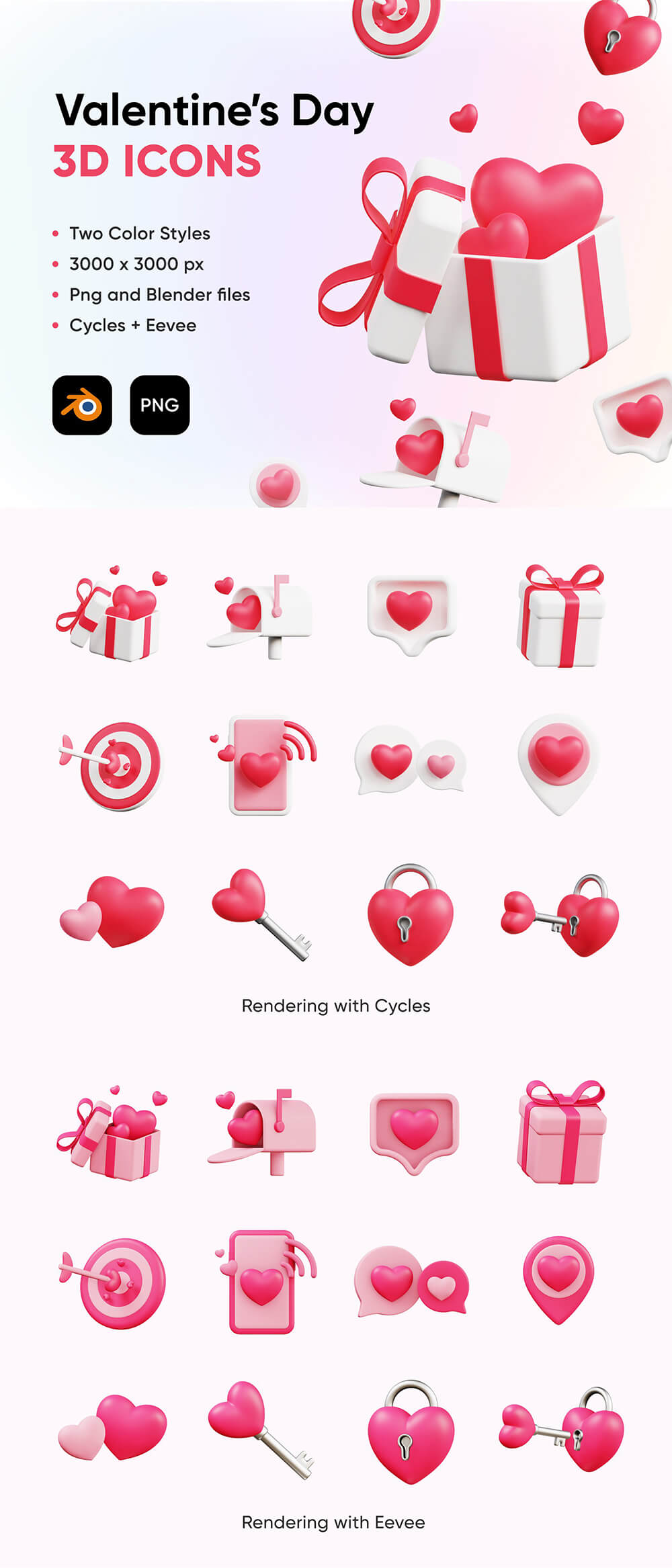 爱心&情人节3D图标包 图标素材 sucaiwan.com