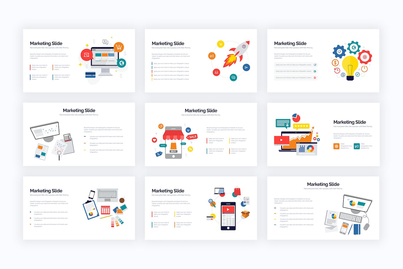 现代企业营销信息图表设计AI矢量模板 Business Marketing Slides Illustrator Infographics 幻灯图表 sucaiwan.com