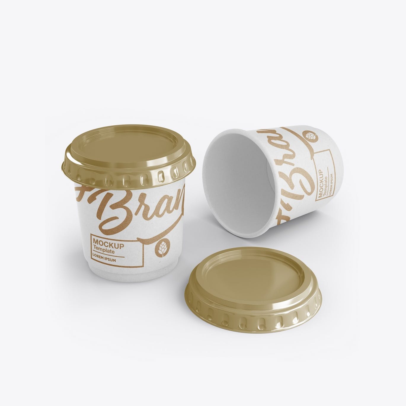 盖子纸咖啡杯品牌包装设计样机套装 Set Paper Coffee Cup With Sleeve Mockup 样机素材 sucaiwan.com