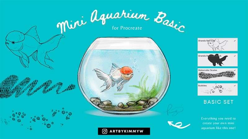 金鱼水彩画Procreate笔刷 笔刷资源 sucaiwan.com