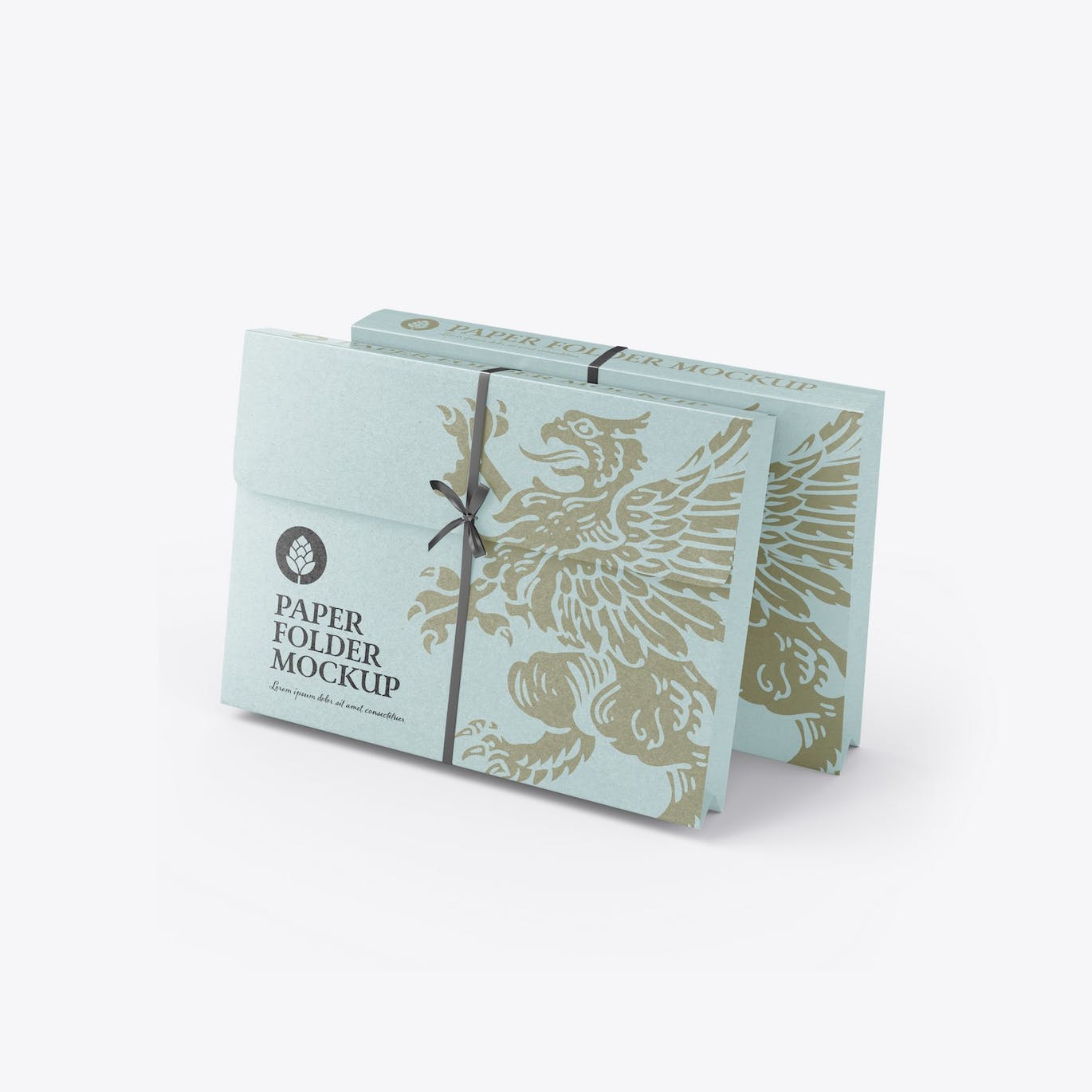 带绳的牛皮纸文件夹外观设计样机 Set Kraft Folders with Rope mockup 样机素材 sucaiwan.com