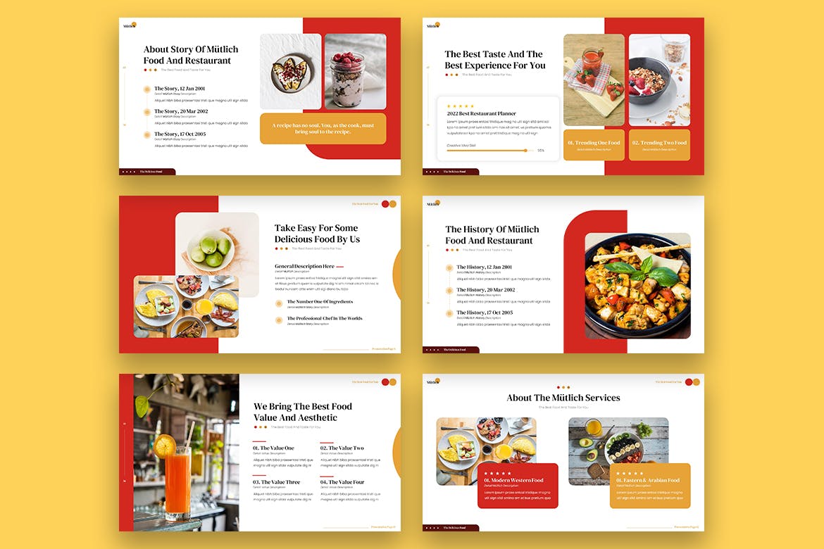 美食食品展示PPT幻灯片模板下载 Mutlich – Food Powerpoint 幻灯图表 sucaiwan.com