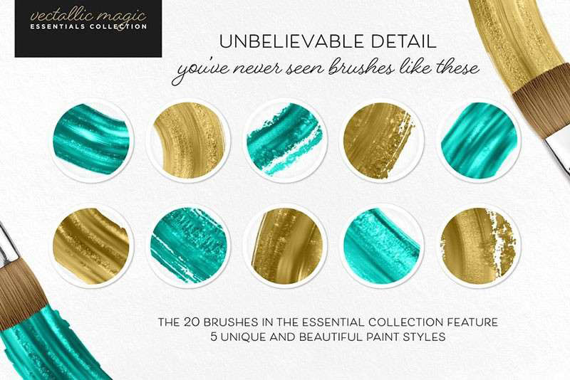 Illustrator漂亮的金漆画笔 笔刷资源 sucaiwan.com