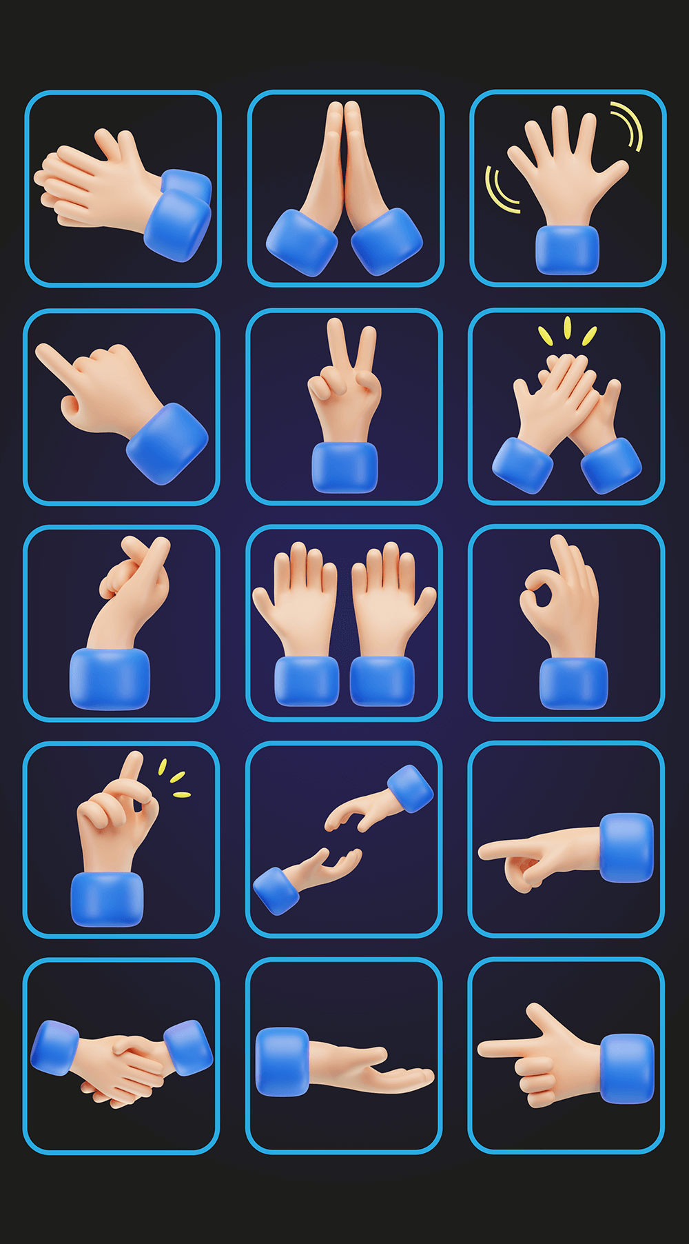 30个独特的手势3D图标 图标素材 sucaiwan.com