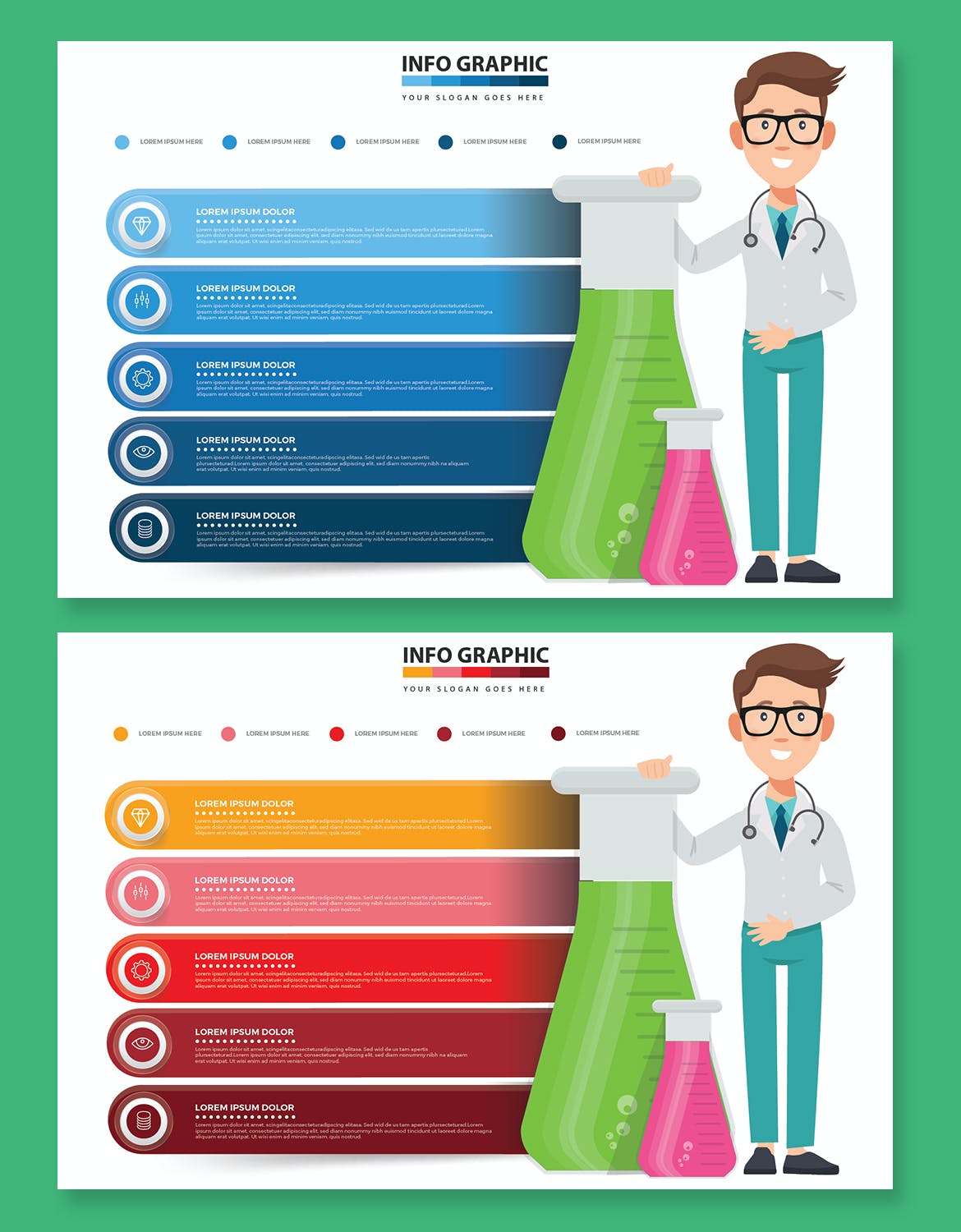 医生量杯图形信息图表设计素材 Doctor Infographic Design 幻灯图表 sucaiwan.com