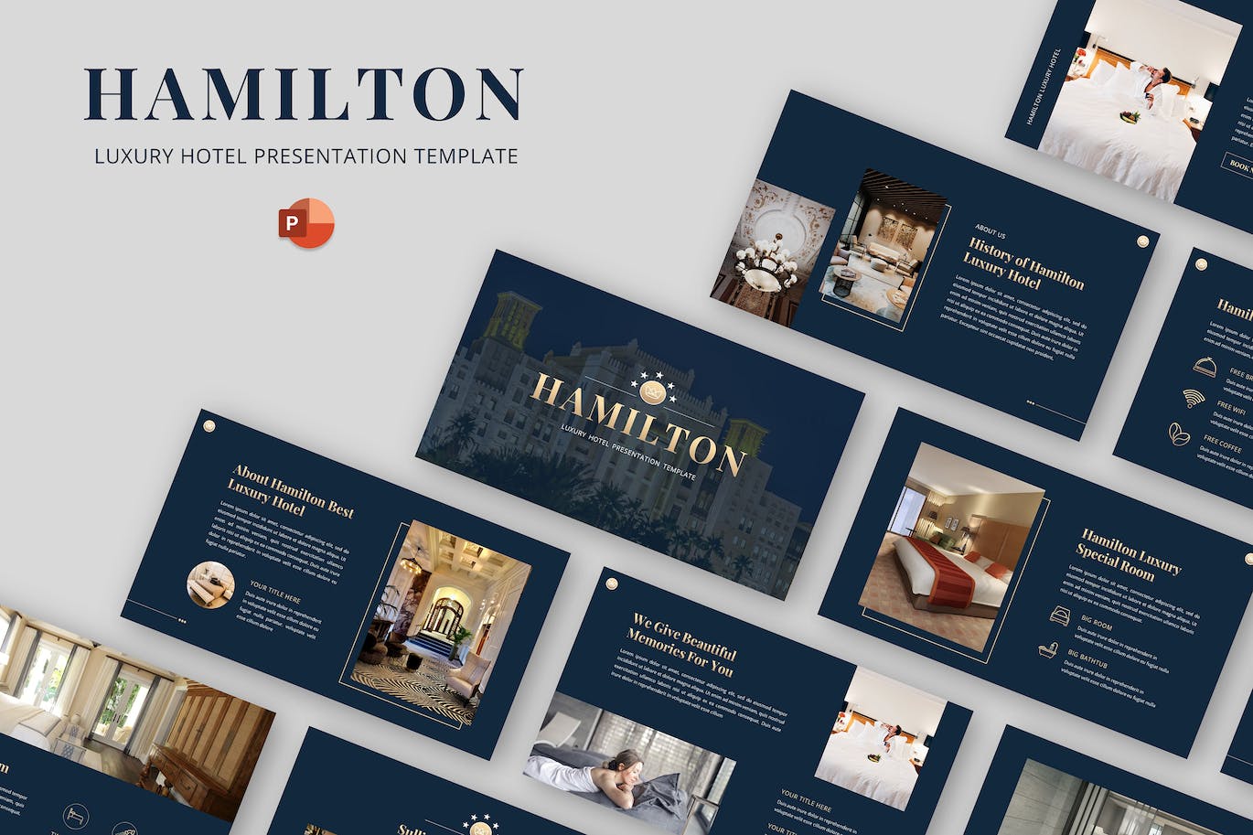 豪华酒店介绍Powerpoint幻灯片模板 Hamilton – Luxury Hotel Powerpoint Template 幻灯图表 sucaiwan.com