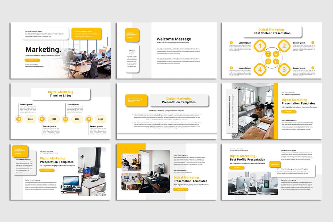 数字营销PPT幻灯片设计模板 Digital Marketing – PowerPoint Template 幻灯图表 sucaiwan.com