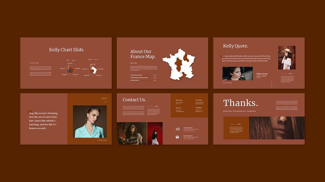 时装展示PPT模板 Kelly – Fashion Presentation PowerPoint Template 幻灯图表 第5张-素材湾丨精选海外优质设计素材资源 时装展示PPT模板 Kelly – Fashion Presentation PowerPoint Template 幻灯图表 sucaiwan.com