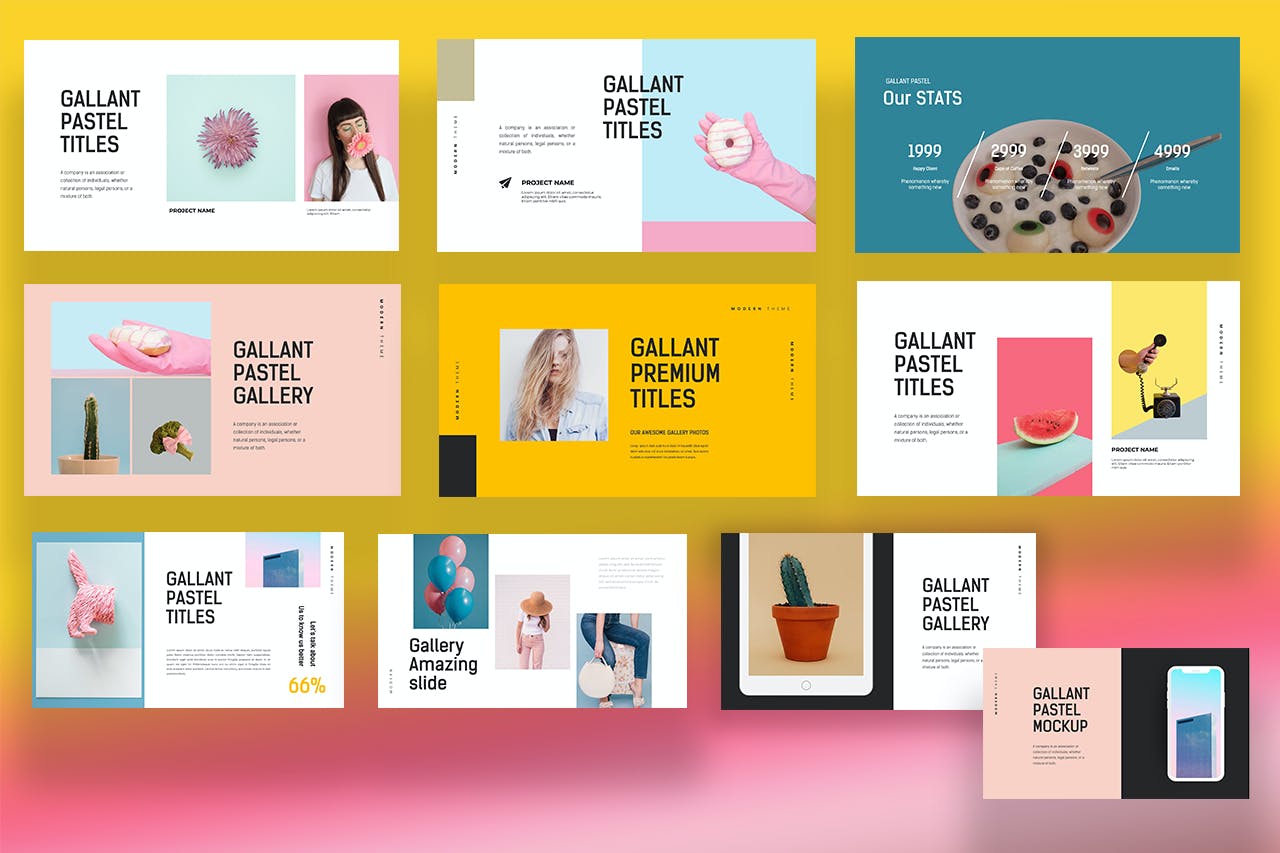 Lookbook作品集PPT模板 Gallant Pastel Lookbook Powerpoint 幻灯图表 sucaiwan.com