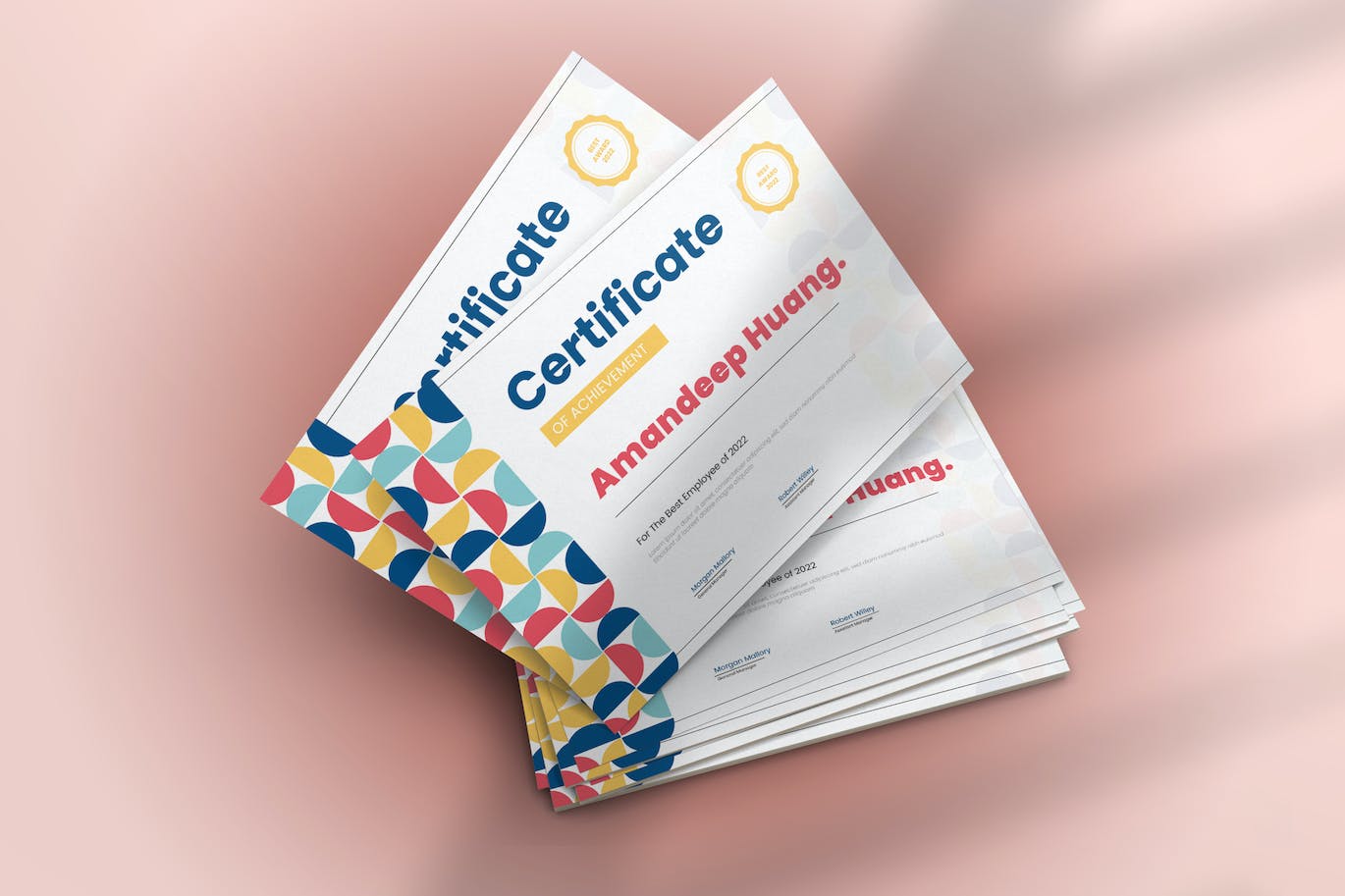 半圆几何专业证书封面设计模板 Half Circle Certificate 设计素材 sucaiwan.com