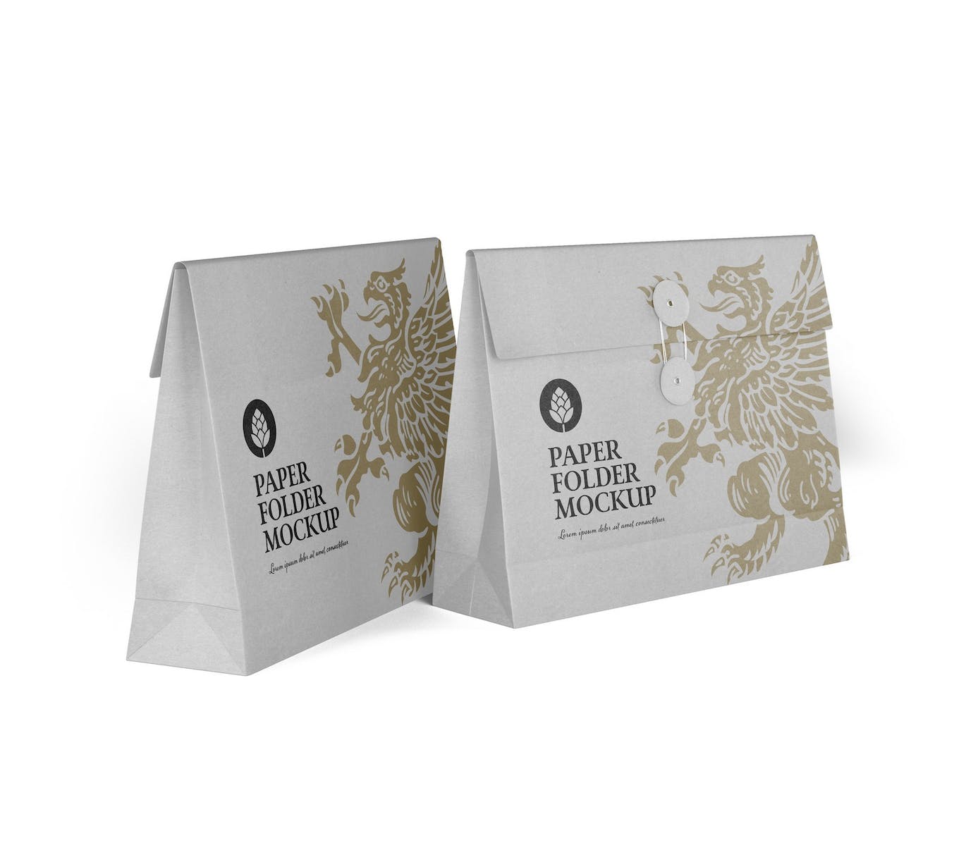 绕绳纸文件袋夹设计样机 Kraft Folder with Bow mockup 样机素材 sucaiwan.com