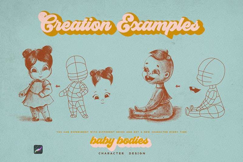 儿童卡通线描画Procreate笔刷 笔刷资源 sucaiwan.com