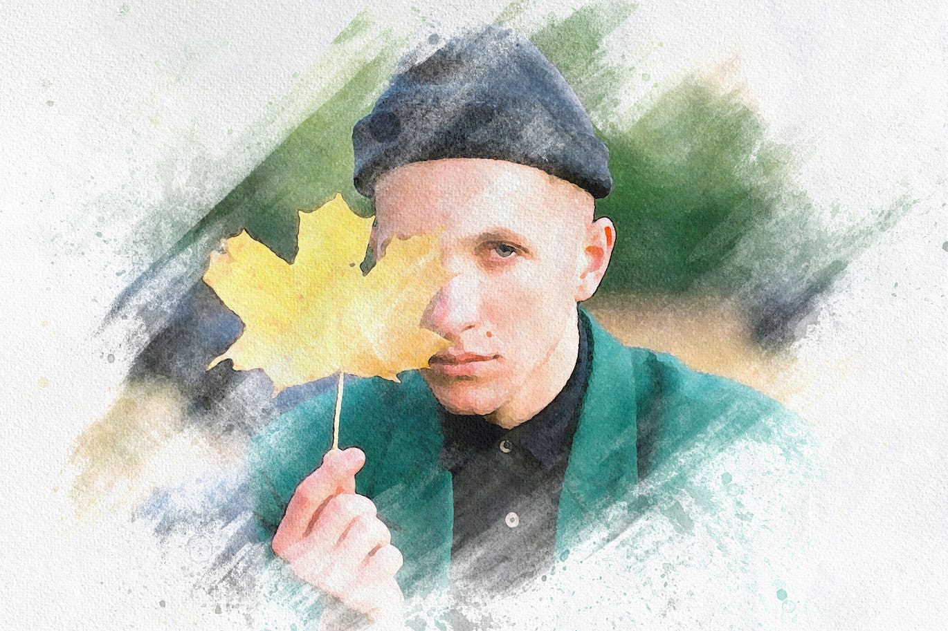 水彩画照片特效PS图层样式 Watercolor Canvas Photo Effect 插件预设 sucaiwan.com