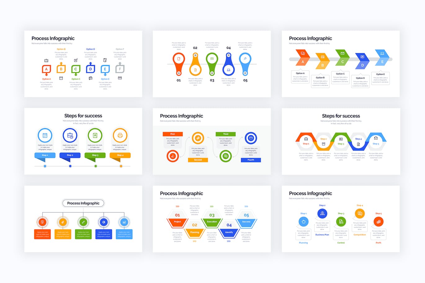工作流程信息图表设计AI矢量模板 Business Process Illustrator Infographics 幻灯图表 sucaiwan.com