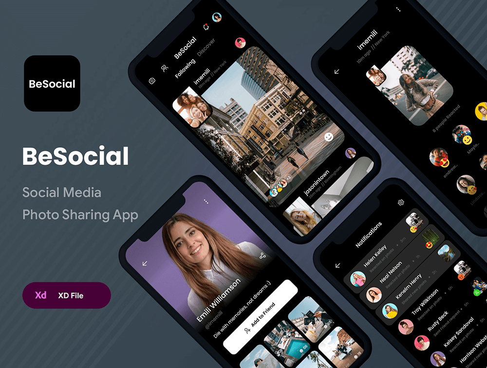 社交照片分享App应用UI套件 APP UI sucaiwan.com