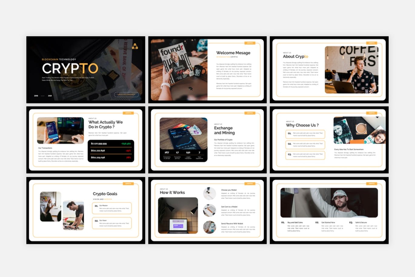 数字货币推广PPT设计模板 Crypto – Cryptocurrency PowerPoint Template 幻灯图表 sucaiwan.com