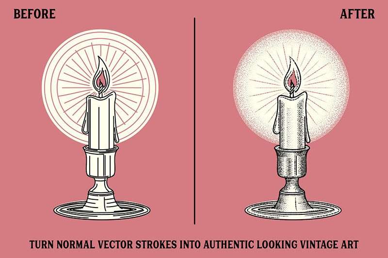复古轮廓雕刻AI笔刷 笔刷资源 sucaiwan.com