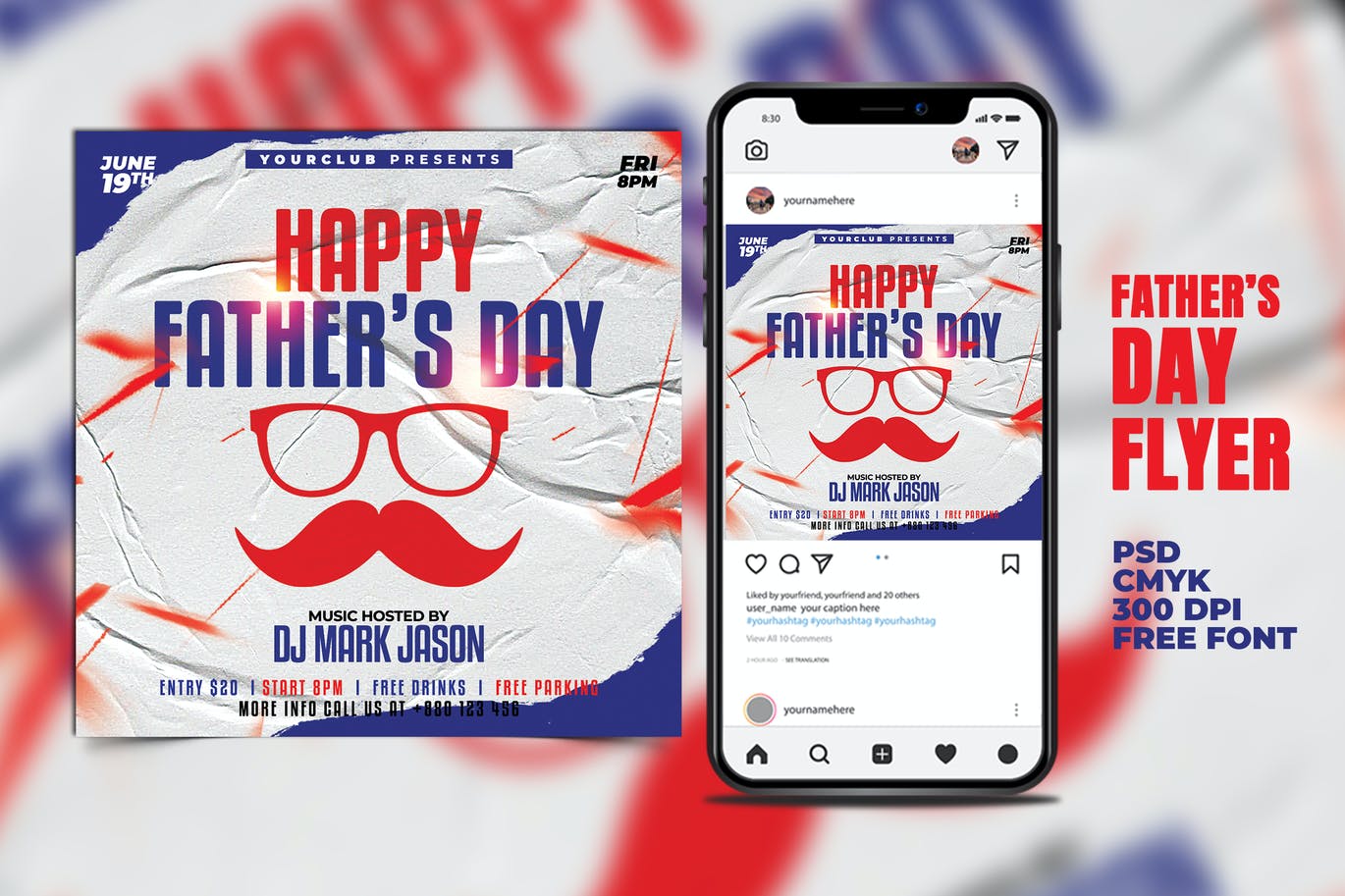 父亲节宣传单设计模板 Father’s Day Flyer 设计素材 sucaiwan.com