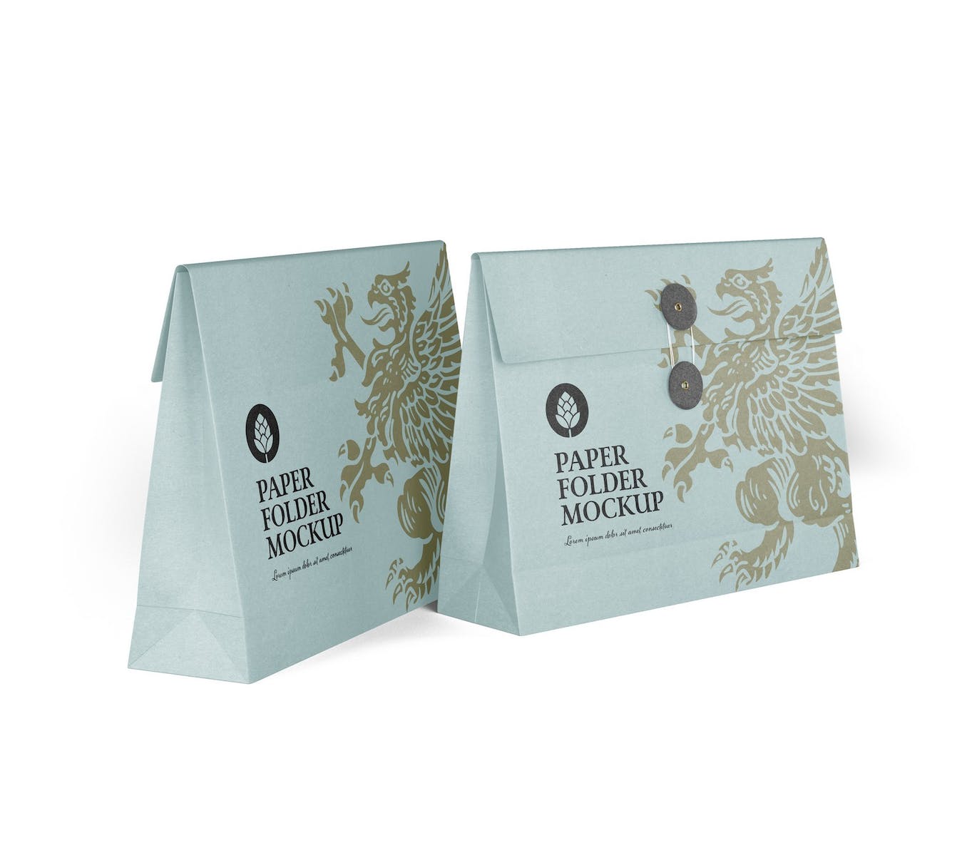 绕绳纸文件袋夹设计样机 Kraft Folder with Bow mockup 样机素材 sucaiwan.com