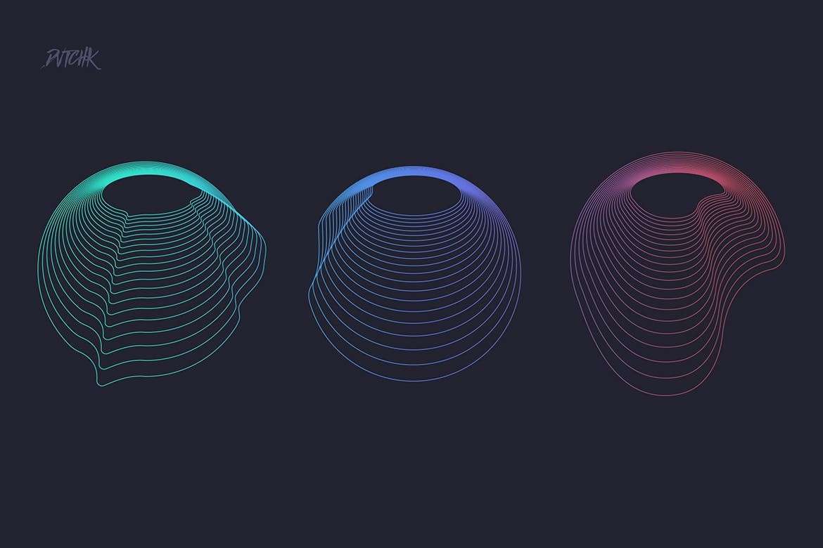 抽象多重线立体圆环PS笔刷 笔刷资源 sucaiwan.com