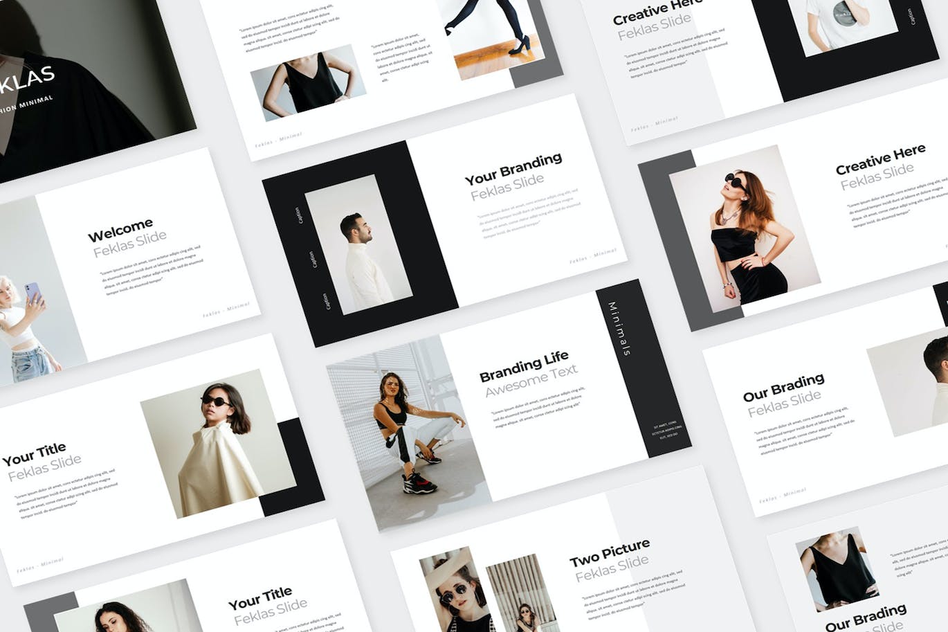 时尚服装展示PPT模板下载 Feklas Minimal PowerPoint 幻灯图表 第1张-素材湾丨精选海外优质设计素材资源 时尚服装展示PPT模板下载 Feklas Minimal PowerPoint 幻灯图表 sucaiwan.com