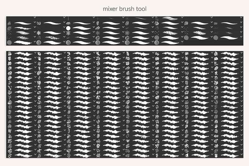 200+卡通数字板绘混合器笔刷套装+视频教程 笔刷资源 sucaiwan.com