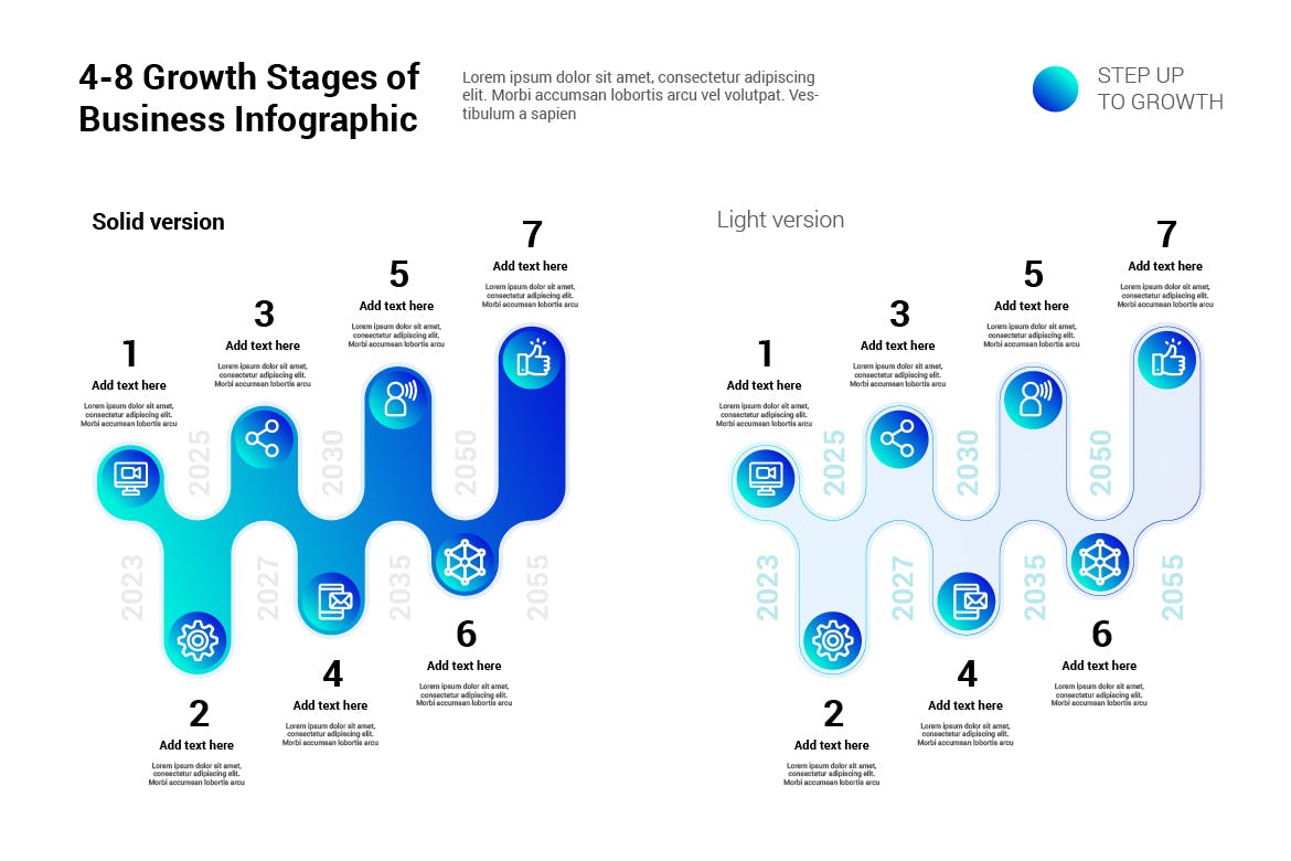 商业增长阶段信息图表元素模板 Growth Stages of Business Infographic 幻灯图表 sucaiwan.com