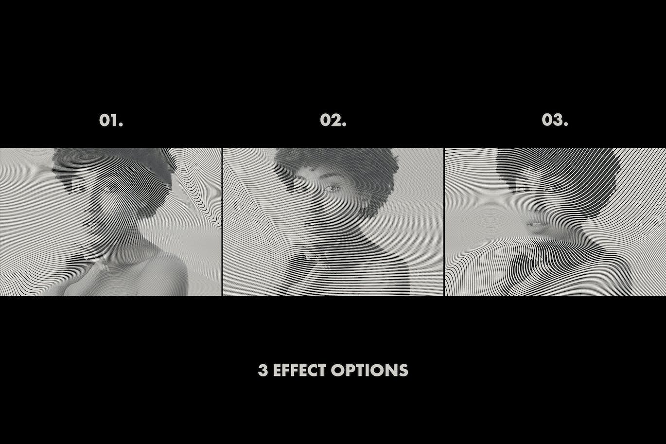 波浪线条图案照片特效PS图层样式 Wavy Lines Photo Effect 插件预设 sucaiwan.com