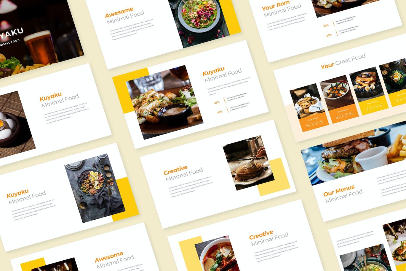 食品展示PPT幻灯片模板下载 Kuyaku Foods PowerPoint 幻灯图表 第1张-素材湾丨精选海外优质设计素材资源 食品展示PPT幻灯片模板下载 Kuyaku Foods PowerPoint 幻灯图表 sucaiwan.com