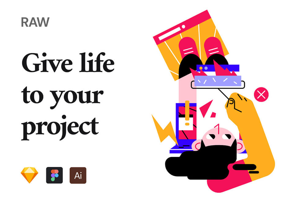 明亮多彩的人物角色矢量插画 图片素材 sucaiwan.com