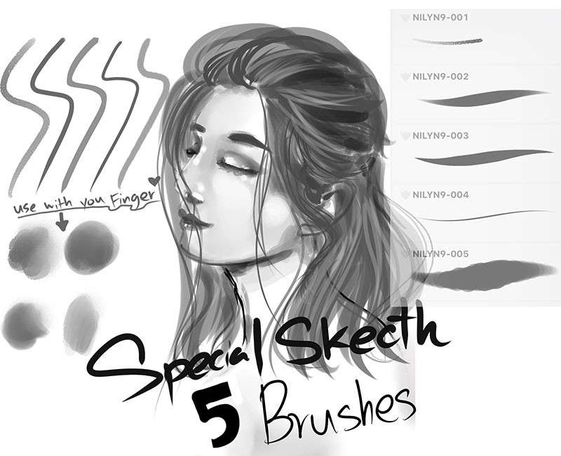 5个特殊的素描和水墨Procreate笔刷 笔刷资源 sucaiwan.com