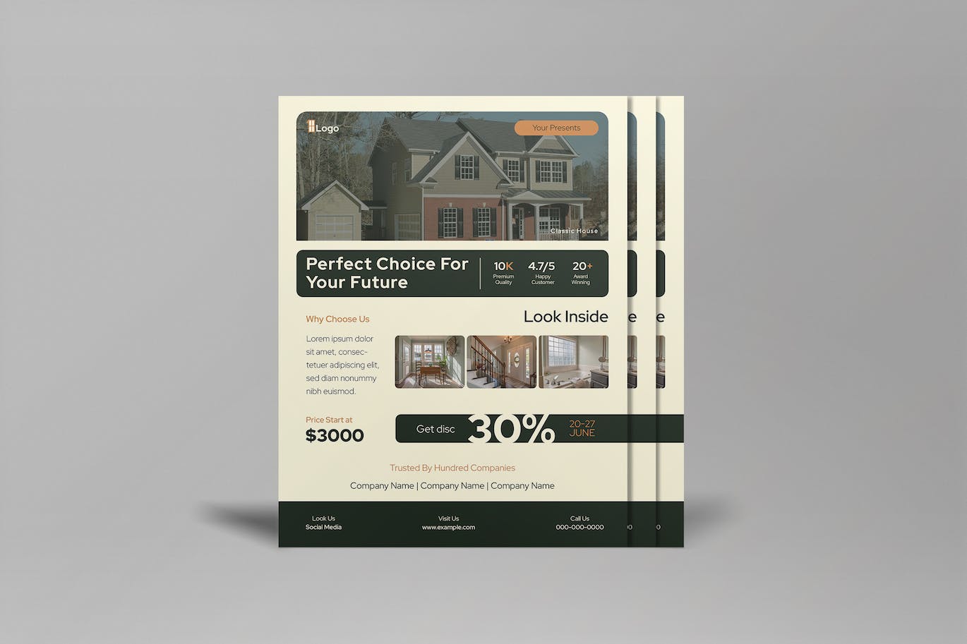 白色现代房地产海报模板 White Modern Real Estate Flyer 设计素材 sucaiwan.com