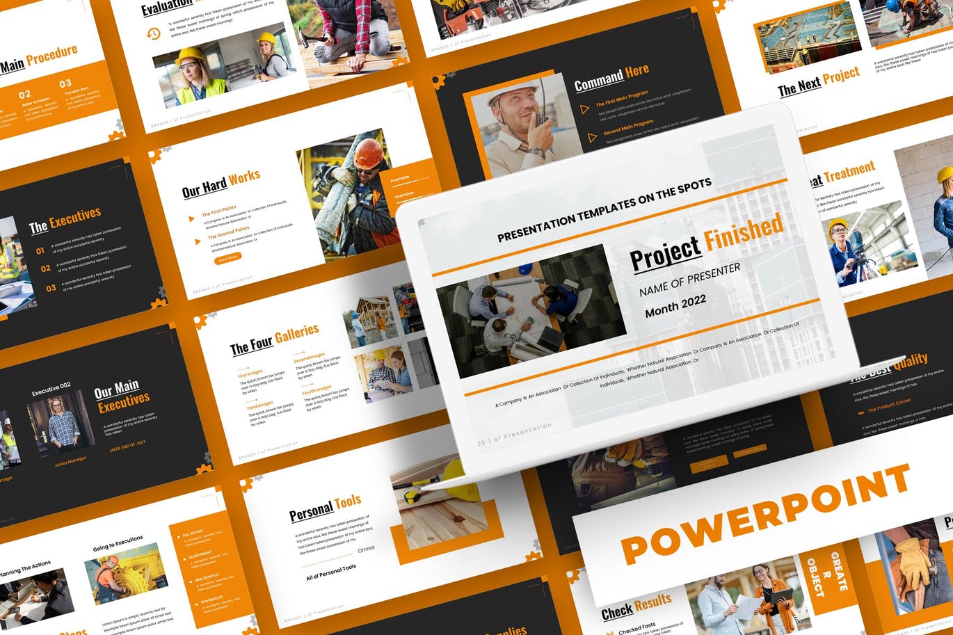 施工项目Powerpoint幻灯片模板 Project Finished – Powerpoint Template 幻灯图表 sucaiwan.com