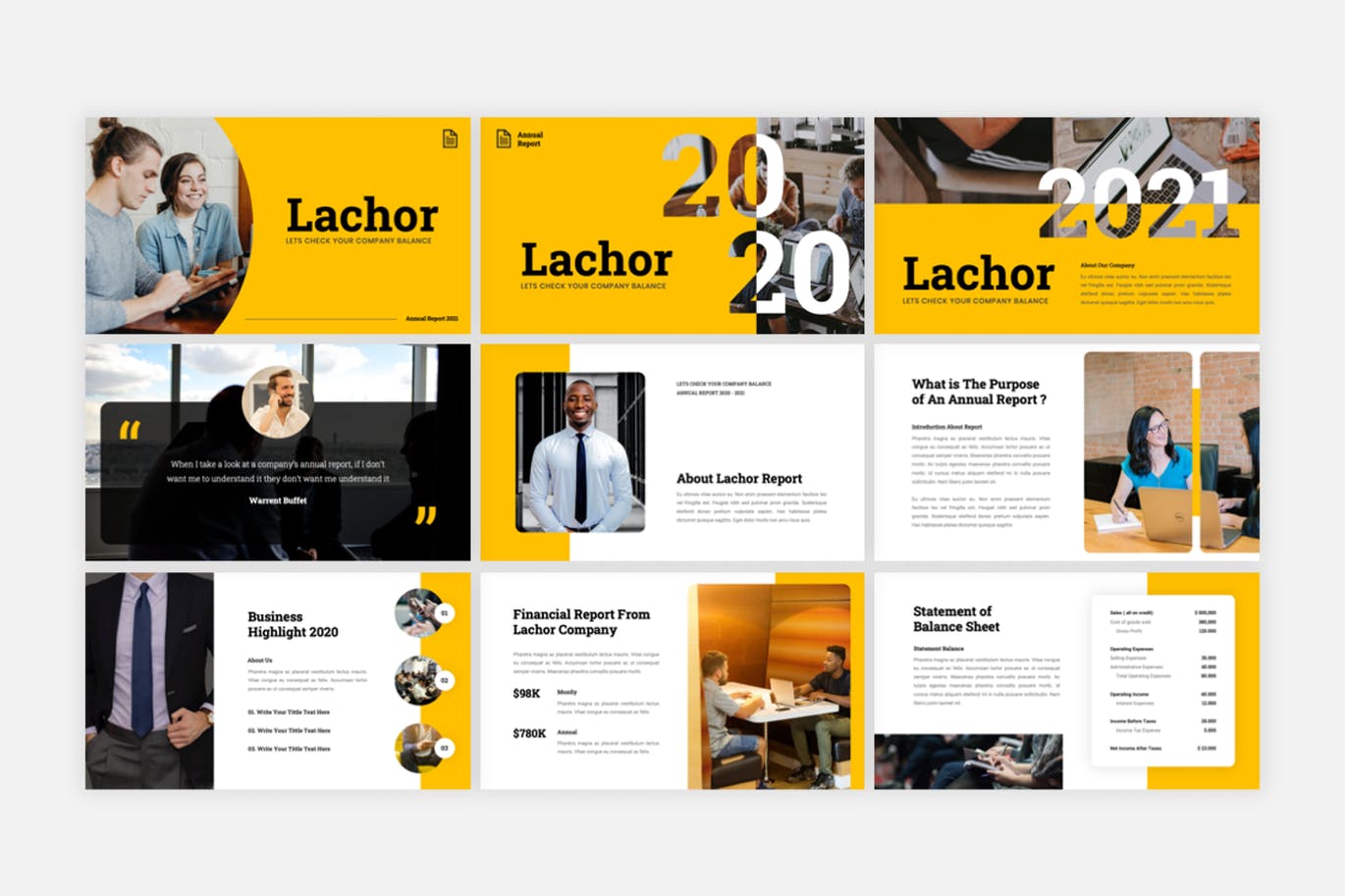 年度总结报告PPT幻灯片模板素材 Lachor – Annual Report PowerPoint Template 幻灯图表 sucaiwan.com
