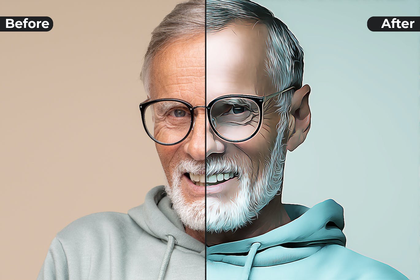 油画照片特效PS图层样式 Oil Painting Photo Effect 插件预设 sucaiwan.com