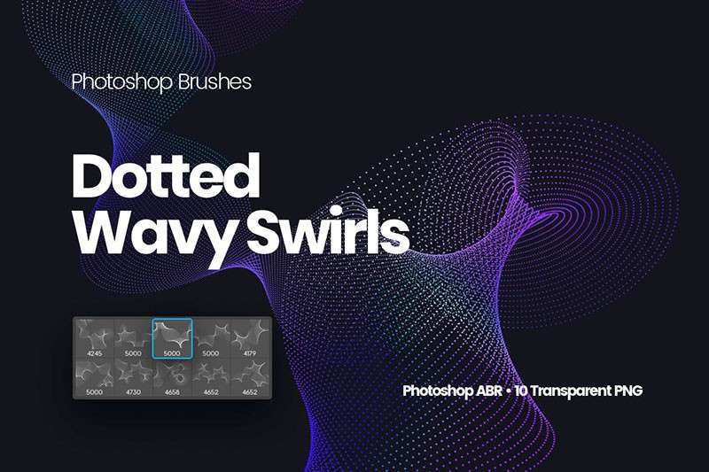 10个抽象粒子波浪线PS笔刷 笔刷资源 sucaiwan.com