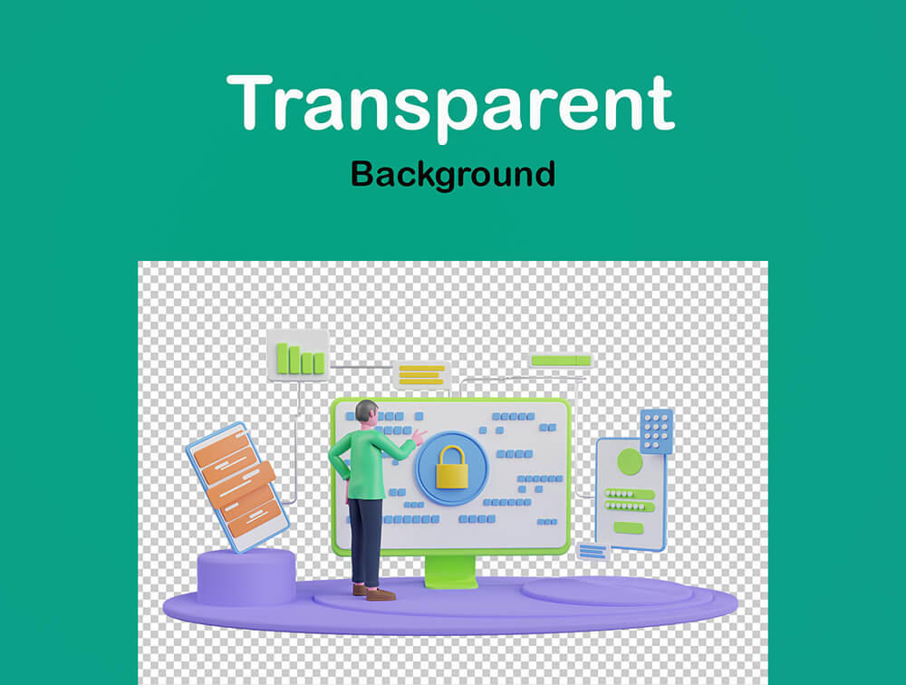 3D数据安全插画素材 图标素材 sucaiwan.com